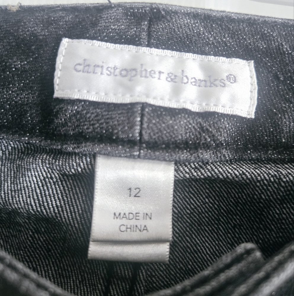 Christopher & Banks Black Straight Leg Jeans Size 12 - Picture 3 of 5